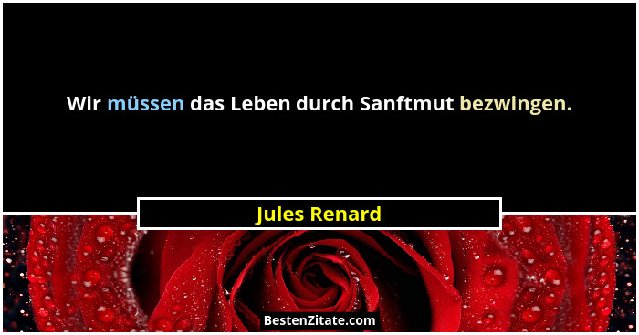 Wir müssen das Leben durch Sanftmut bezwingen.... - Jules Renard