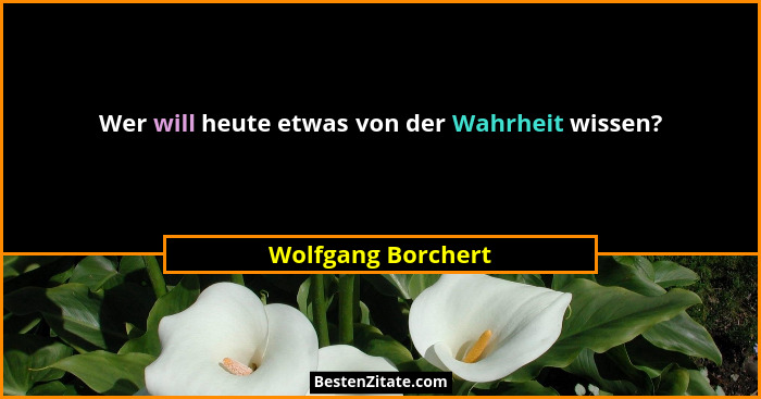 Wer will heute etwas von der Wahrheit wissen?... - Wolfgang Borchert