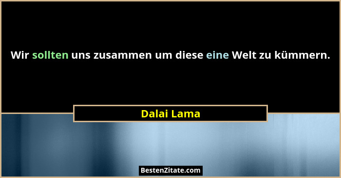 Wir sollten uns zusammen um diese eine Welt zu kümmern.... - Dalai Lama