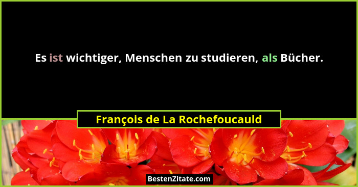Es ist wichtiger, Menschen zu studieren, als Bücher.... - François de La Rochefoucauld