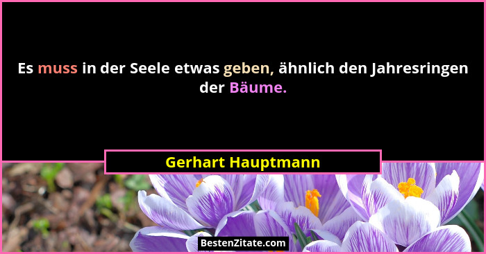 Es muss in der Seele etwas geben, ähnlich den Jahresringen der Bäume.... - Gerhart Hauptmann