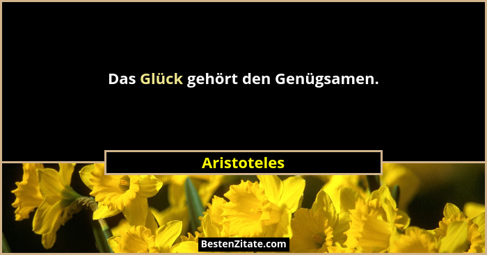 Das Glück gehört den Genügsamen.... - Aristoteles
