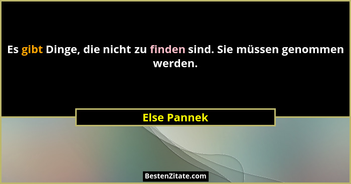 Es gibt Dinge, die nicht zu finden sind. Sie müssen genommen werden.... - Else Pannek