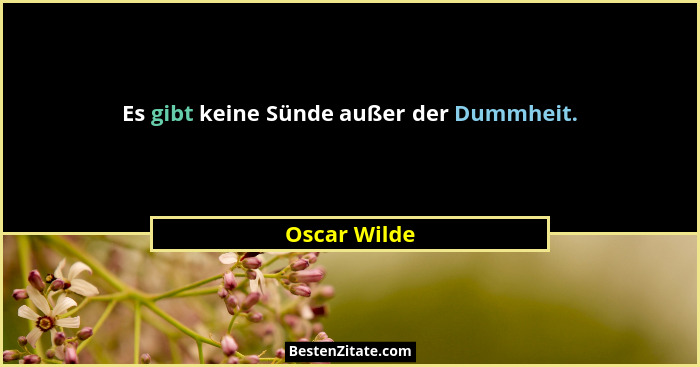 Es gibt keine Sünde außer der Dummheit.... - Oscar Wilde