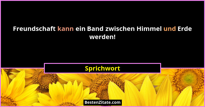Freundschaft kann ein Band zwischen Himmel und Erde werden!... - Sprichwort