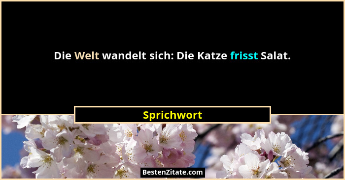 Die Welt wandelt sich: Die Katze frisst Salat.... - Sprichwort