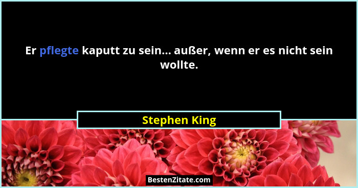 Er pflegte kaputt zu sein... außer, wenn er es nicht sein wollte.... - Stephen King
