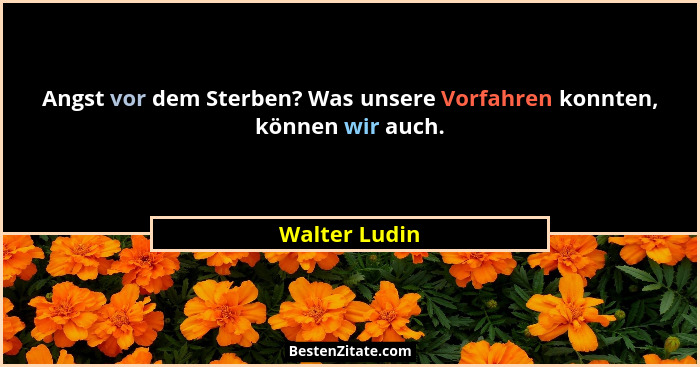 Angst vor dem Sterben? Was unsere Vorfahren konnten, können wir auch.... - Walter Ludin