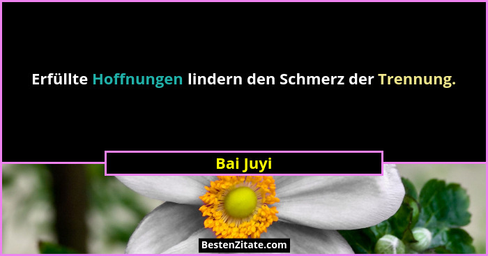 Erfüllte Hoffnungen lindern den Schmerz der Trennung.... - Bai Juyi