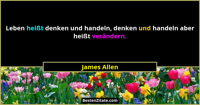 Leben heißt denken und handeln, denken und handeln aber heißt verändern.... - James Allen