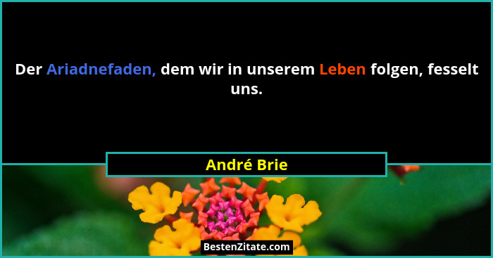 Der Ariadnefaden, dem wir in unserem Leben folgen, fesselt uns.... - André Brie