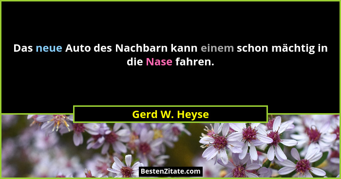 Das neue Auto des Nachbarn kann einem schon mächtig in die Nase fahren.... - Gerd W. Heyse