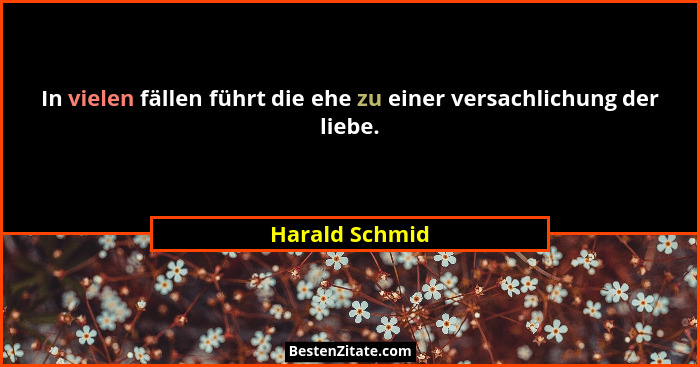 In vielen fällen führt die ehe zu einer versachlichung der liebe.... - Harald Schmid