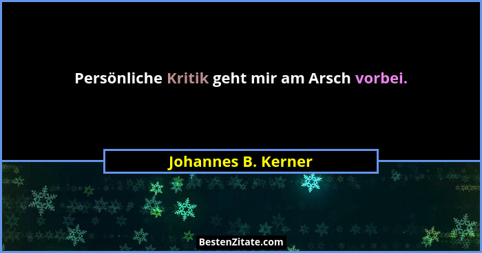 Persönliche Kritik geht mir am Arsch vorbei.... - Johannes B. Kerner