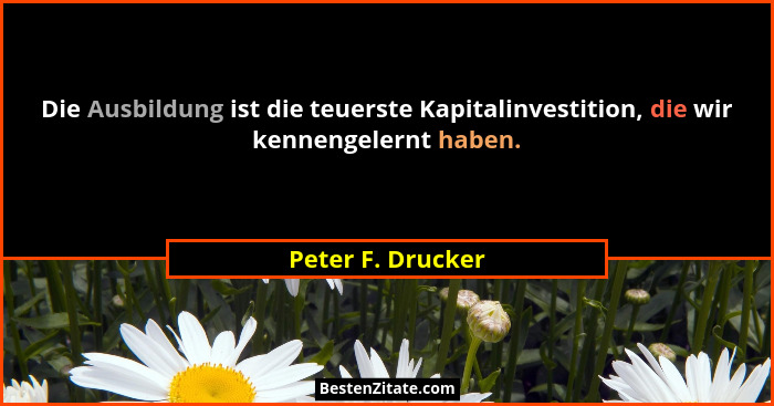 Die Ausbildung ist die teuerste Kapitalinvestition, die wir kennengelernt haben.... - Peter F. Drucker