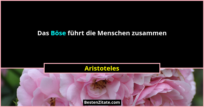 Das Böse führt die Menschen zusammen... - Aristoteles