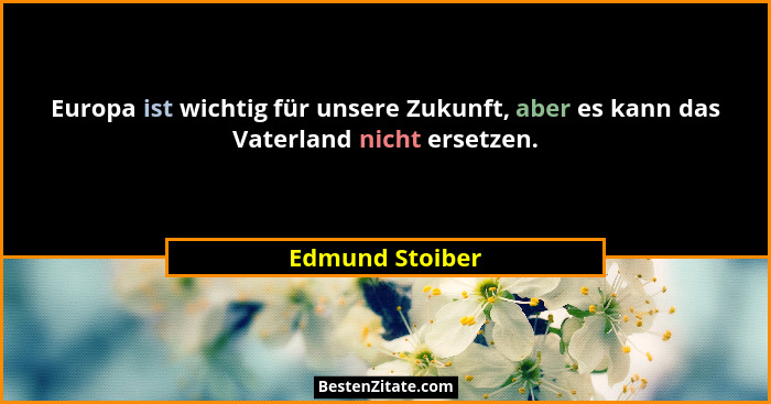 Europa ist wichtig für unsere Zukunft, aber es kann das Vaterland nicht ersetzen.... - Edmund Stoiber