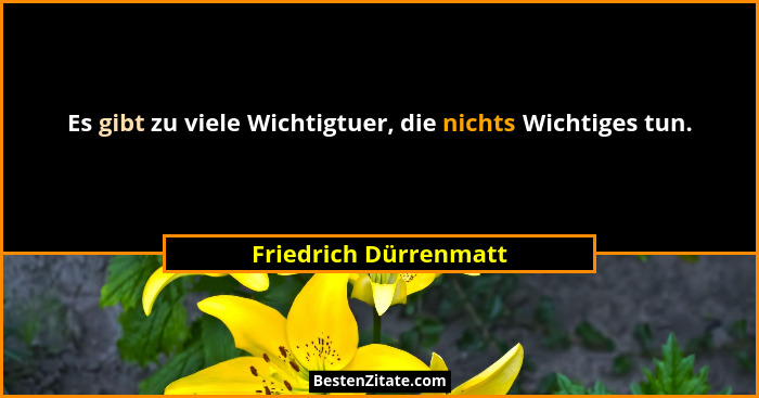 Es gibt zu viele Wichtigtuer, die nichts Wichtiges tun.... - Friedrich Dürrenmatt