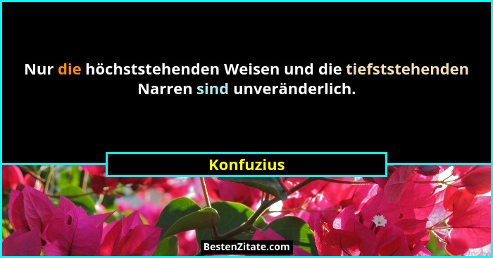 Nur die höchststehenden Weisen und die tiefststehenden Narren sind unveränderlich.... - Konfuzius