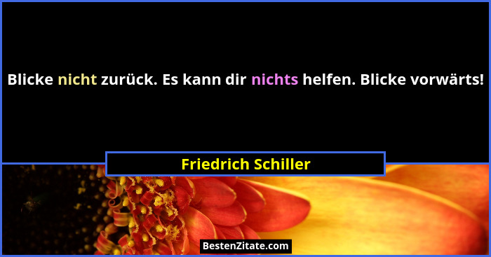Blicke nicht zurück. Es kann dir nichts helfen. Blicke vorwärts!... - Friedrich Schiller