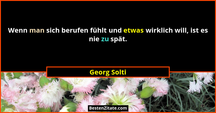 Wenn man sich berufen fühlt und etwas wirklich will, ist es nie zu spät.... - Georg Solti