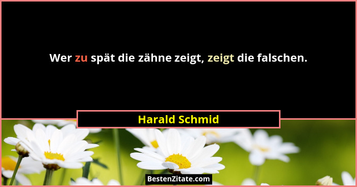 Wer zu spät die zähne zeigt, zeigt die falschen.... - Harald Schmid