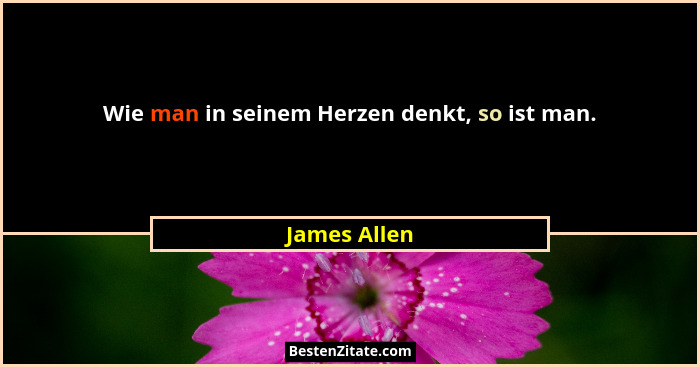 Wie man in seinem Herzen denkt, so ist man.... - James Allen
