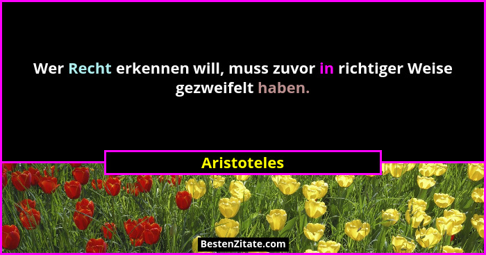 Wer Recht erkennen will, muss zuvor in richtiger Weise gezweifelt haben.... - Aristoteles