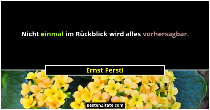 Nicht einmal im Rückblick wird alles vorhersagbar.... - Ernst Ferstl