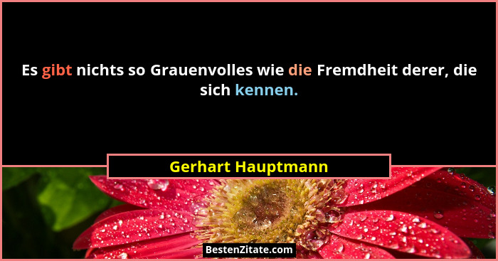 Es gibt nichts so Grauenvolles wie die Fremdheit derer, die sich kennen.... - Gerhart Hauptmann