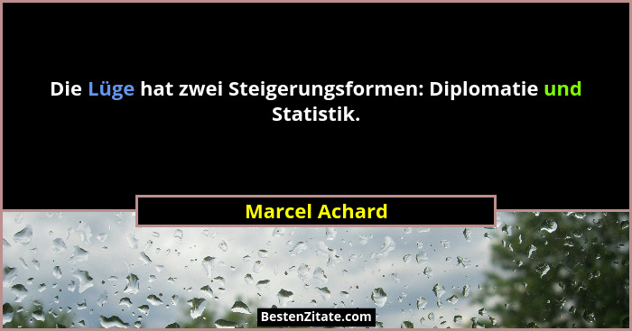 Die Lüge hat zwei Steigerungsformen: Diplomatie und Statistik.... - Marcel Achard
