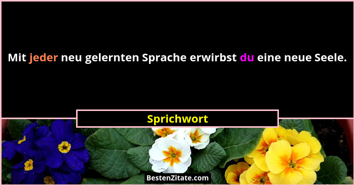 Mit jeder neu gelernten Sprache erwirbst du eine neue Seele.... - Sprichwort