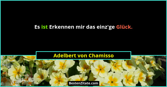 Es ist Erkennen mir das einz'ge Glück.... - Adelbert von Chamisso