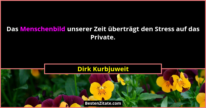 Das Menschenbild unserer Zeit überträgt den Stress auf das Private.... - Dirk Kurbjuweit