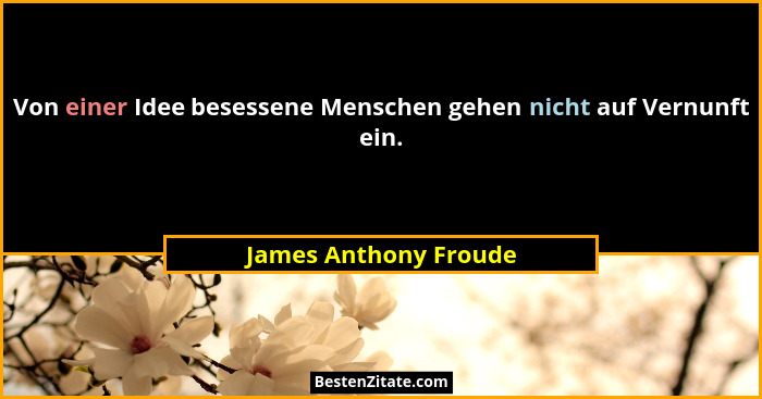 Von einer Idee besessene Menschen gehen nicht auf Vernunft ein.... - James Anthony Froude