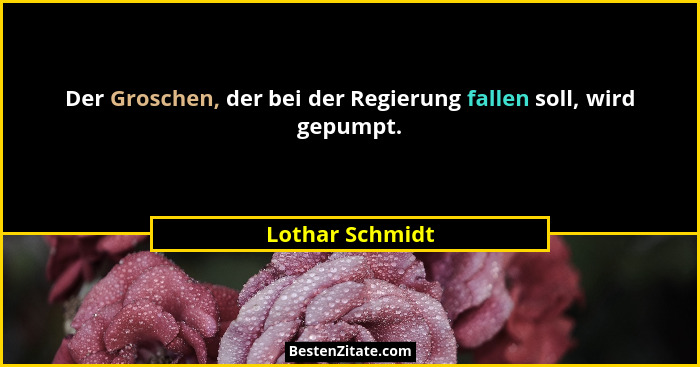 Der Groschen, der bei der Regierung fallen soll, wird gepumpt.... - Lothar Schmidt