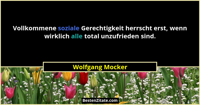 Vollkommene soziale Gerechtigkeit herrscht erst, wenn wirklich alle total unzufrieden sind.... - Wolfgang Mocker