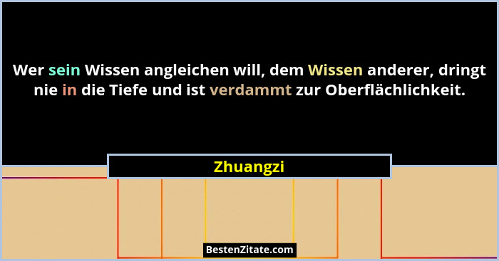 Wer sein Wissen angleichen will, dem Wissen anderer, dringt nie in die Tiefe und ist verdammt zur Oberflächlichkeit.... - Zhuangzi