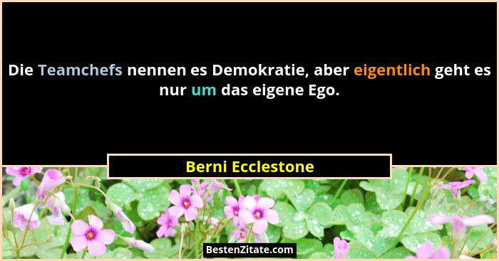 Die Teamchefs nennen es Demokratie, aber eigentlich geht es nur um das eigene Ego.... - Berni Ecclestone