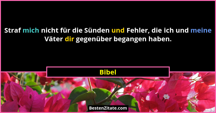 Straf mich nicht für die Sünden und Fehler, die ich und meine Väter dir gegenüber begangen haben.... - Bibel