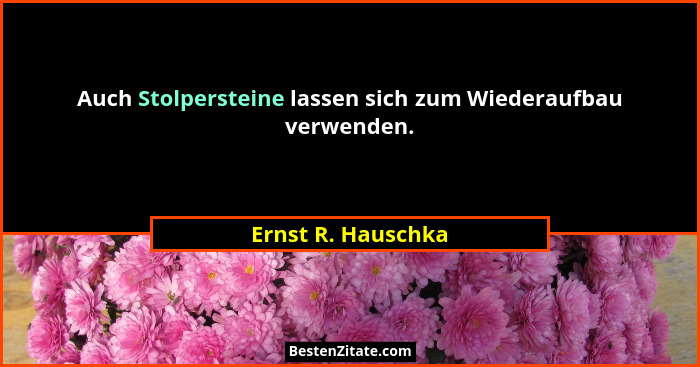Auch Stolpersteine lassen sich zum Wiederaufbau verwenden.... - Ernst R. Hauschka