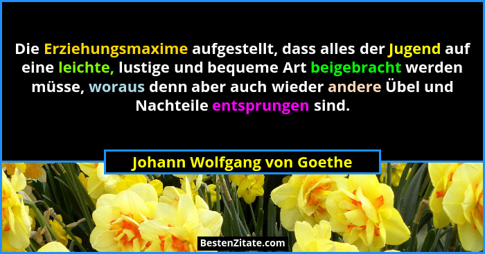 Die Erziehungsmaxime aufgestellt, dass alles der Jugend auf eine leichte, lustige und bequeme Art beigebracht werden müss... - Johann Wolfgang von Goethe