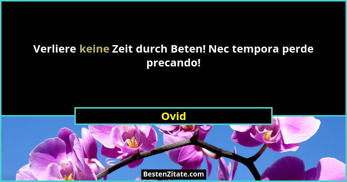 Verliere keine Zeit durch Beten! Nec tempora perde precando!... - Ovid