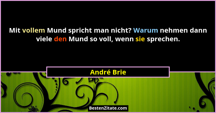 Mit vollem Mund spricht man nicht? Warum nehmen dann viele den Mund so voll, wenn sie sprechen.... - André Brie