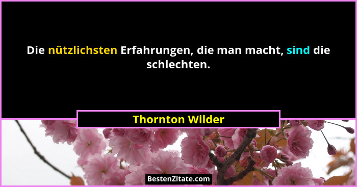 Die nützlichsten Erfahrungen, die man macht, sind die schlechten.... - Thornton Wilder