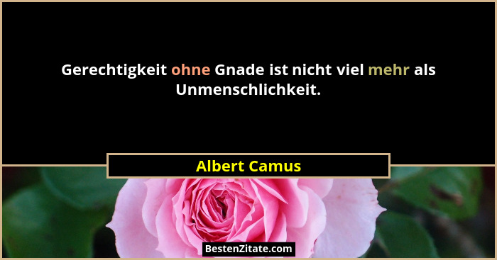 Gerechtigkeit ohne Gnade ist nicht viel mehr als Unmenschlichkeit.... - Albert Camus