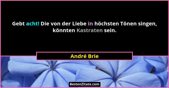 Gebt acht! Die von der Liebe in höchsten Tönen singen, könnten Kastraten sein.... - André Brie