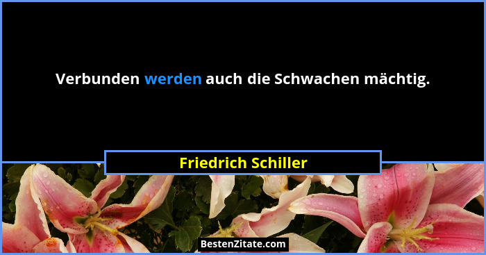 Verbunden werden auch die Schwachen mächtig.... - Friedrich Schiller