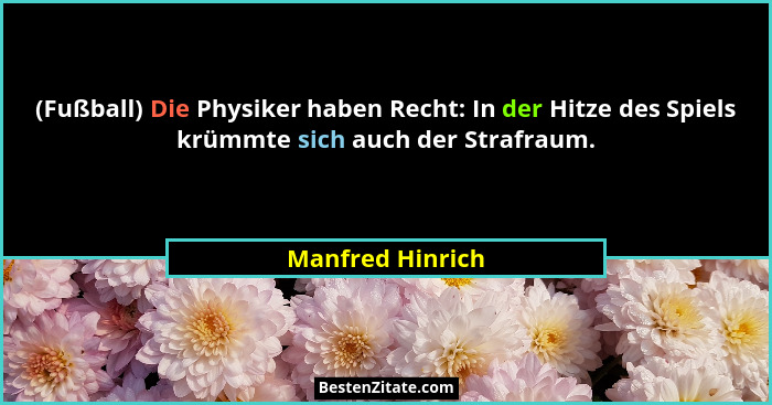 (Fußball) Die Physiker haben Recht: In der Hitze des Spiels krümmte sich auch der Strafraum.... - Manfred Hinrich
