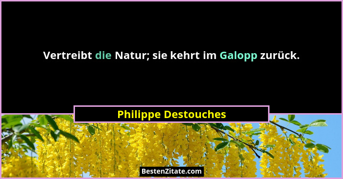 Vertreibt die Natur; sie kehrt im Galopp zurück.... - Philippe Destouches